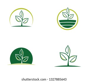 Green eco leaf logo element symbol, vector template,