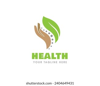 green eco leaf spine back bone massage treatment logo icon symbol design template illustration inspiration