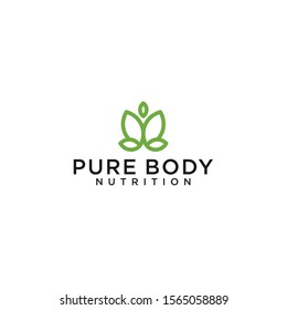 Green Eco Leaves Logo design vector template, pure body logo design, simple, minimalist