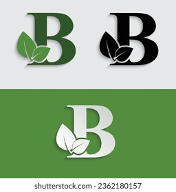 Alfabeto natural de la plantilla de la hoja B de la letra ecológica verde 