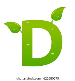 Green eco letter D vector illiustration