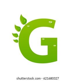 Green eco letter G vector illiustration