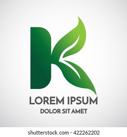 Green eco Letter K Logo Template Design