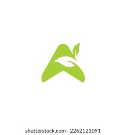 Green eco Letter A Logo Vector Design. Leaf Letter A