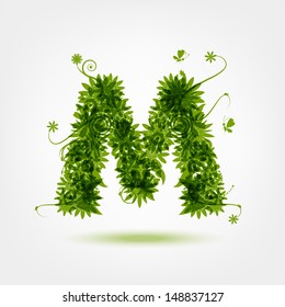 Green eco letter M for your design