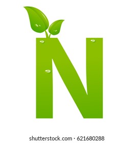Green eco letter N vector illiustration