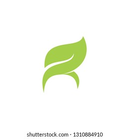 Green eco Letter R Logo Template Design