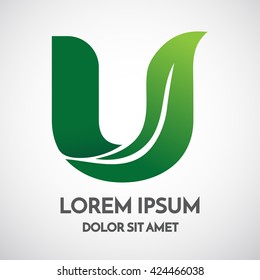 Green eco Letter U Logo Template Design