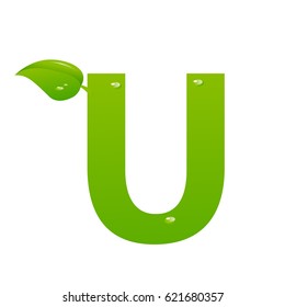 Green eco letter U vector illiustration