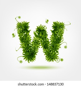 Green eco letter W for your design