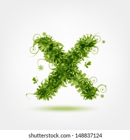 Green eco letter X for your design