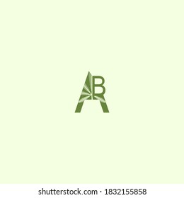 Green eco letters ab, ba logo with leaves. nature logo