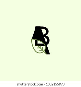 Green eco letters ab, ba logo with leaves. nature logo