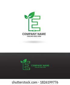 Green eco letters E Logo Symbol Vorlage. Vektorgrafik von Illustrationen. Das Design lässt bei der Gestaltung des E-Letter-Logos Energie aus der Hand. Perfekt für Unternehmen, Technik, Erstausstattung.