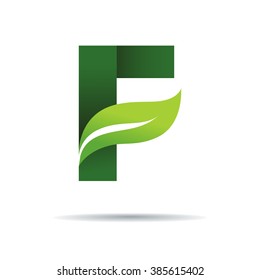 Green eco letters F logo with leaves. /symbol / alphabet / botanical / natural