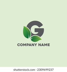 Green eco letters G initial logo symbol icon monogram alphabet  botanical natural