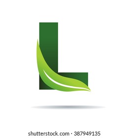 Green eco letters L logo with leaves. /symbol / alphabet / botanical / natural