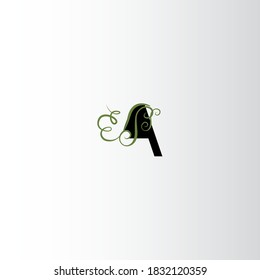 Green eco letters A logo with leaves, A logo with leaf element