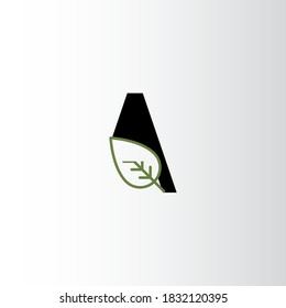 Green eco letters A logo with leaves, A logo with leaf element