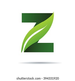 Green eco letters Z logo with leaves. /symbol / alphabet / botanical / natural