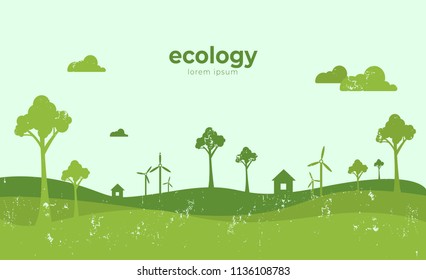 Green eco life flat art style concept vector illustration