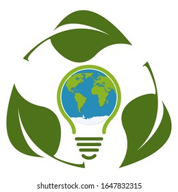 Green eco light bulb icon concept isolated