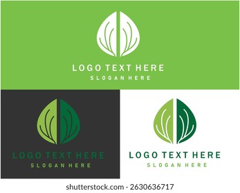  verde logotipo eco simétrico folha frente e verso