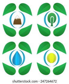 Green eco logo. Vector illustration.