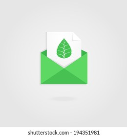 Green eco message icon.