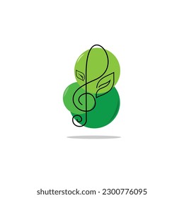 green eco musical notes line drawing logo