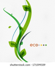 Green eco nature minimal floral concept | flying leaves | nature flying leaves template