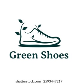 green eco nature shoes flat minimalist logo design
