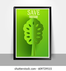 Green eco neture tree vector illustration background concept.