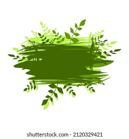 Green Eco and organic graphic blots brush strokes effect background design.Hand drawn templates, vector isolated illustration on white background with place for text.Ideal painted design for header,lo