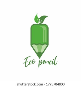 Green eco pencil vector logo template