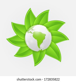 Green eco planet concept vector illustration