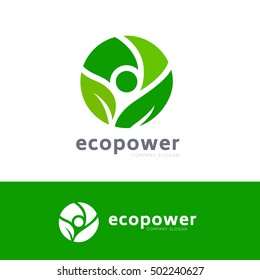 Green and eco power logo template