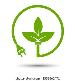 Green eco power plug design with Green earth, vector illustration