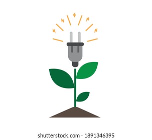 Green eco power plug design with Green leaf, Vektorgrafik