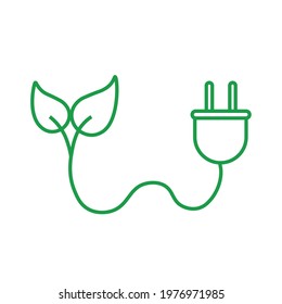 Green eco power plug design. Eco electric vector icon. Isolated vector design element. Green energy concept. Logo, sign, design element. Ecology concept and Environmental. Clean energy development. 