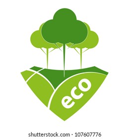Concepto de reforestación ecológica de la OCE. Bosque verde y pastoreo.
