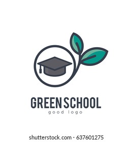 Green Eco School Simple Icon Logo Design