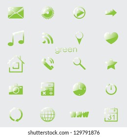 green eco set of media icons for applications. eps10