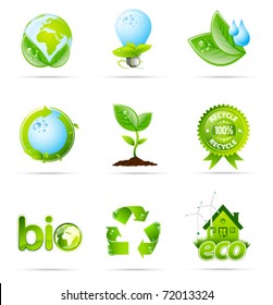 Green eco shiny icon collection