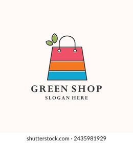 Green eco shop logo design inspiration