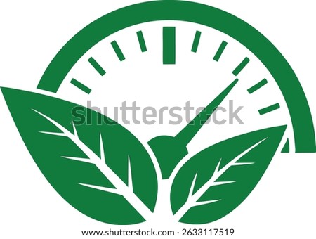 Green eco speedometer icon depicting sustainability and environmental performance