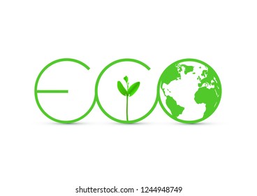 Green Eco sprout with globe icon vector illustration