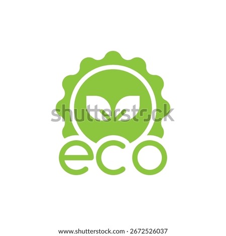 Green eco stamp icon. Simple flat style. Eco friendly naturally, seal, label, round, nature, green, food, organic, plant, environment concept. Eco symbol. Vector isolated design