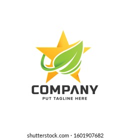 Green eco star logo Template for company