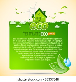 Green eco template with house icon